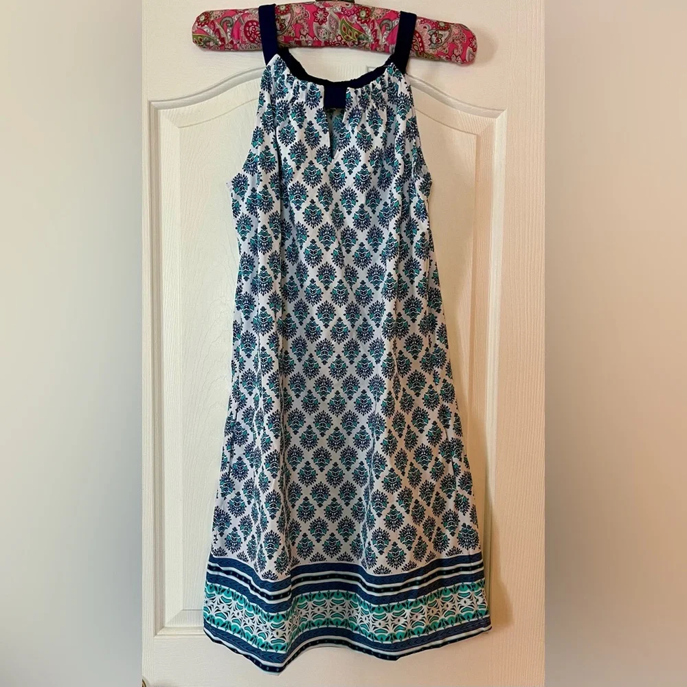 Cabana Life NWOT Navy and Teal Patterned Shift Dress or Coverup - Picture 1 of 3